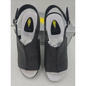 Volatile Black Division Size 8 Platform Wedge Buckle Slingback Sandal